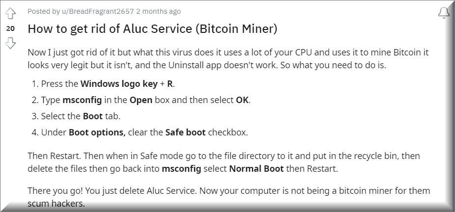 How to get rid of Aluc Service