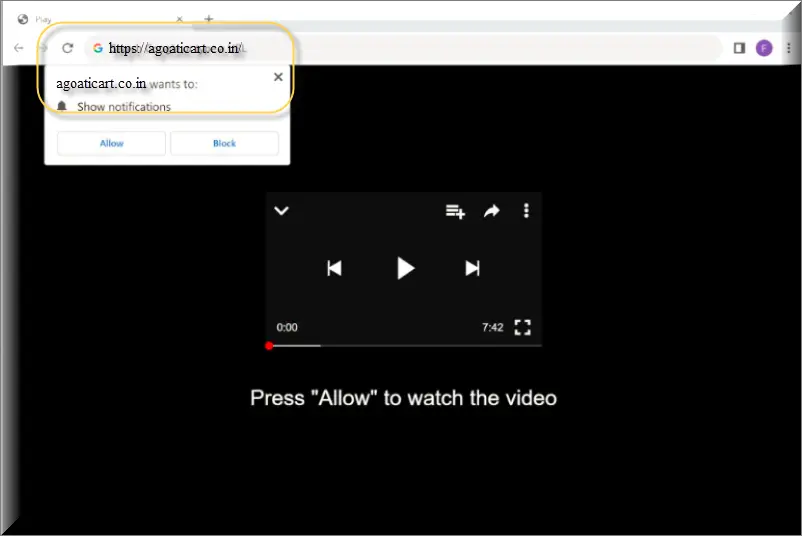 The Agoaticart.co.in virus browser hijacker permissions