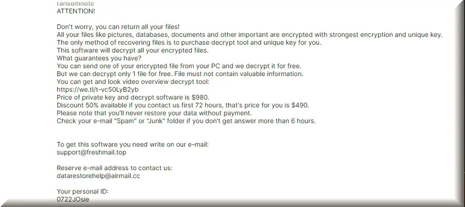 Archivo de texto del ransomware del virus Lomx (_readme.txt)