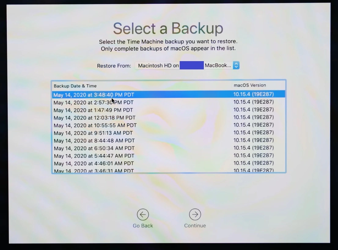 mac time machine choose backup time and date
