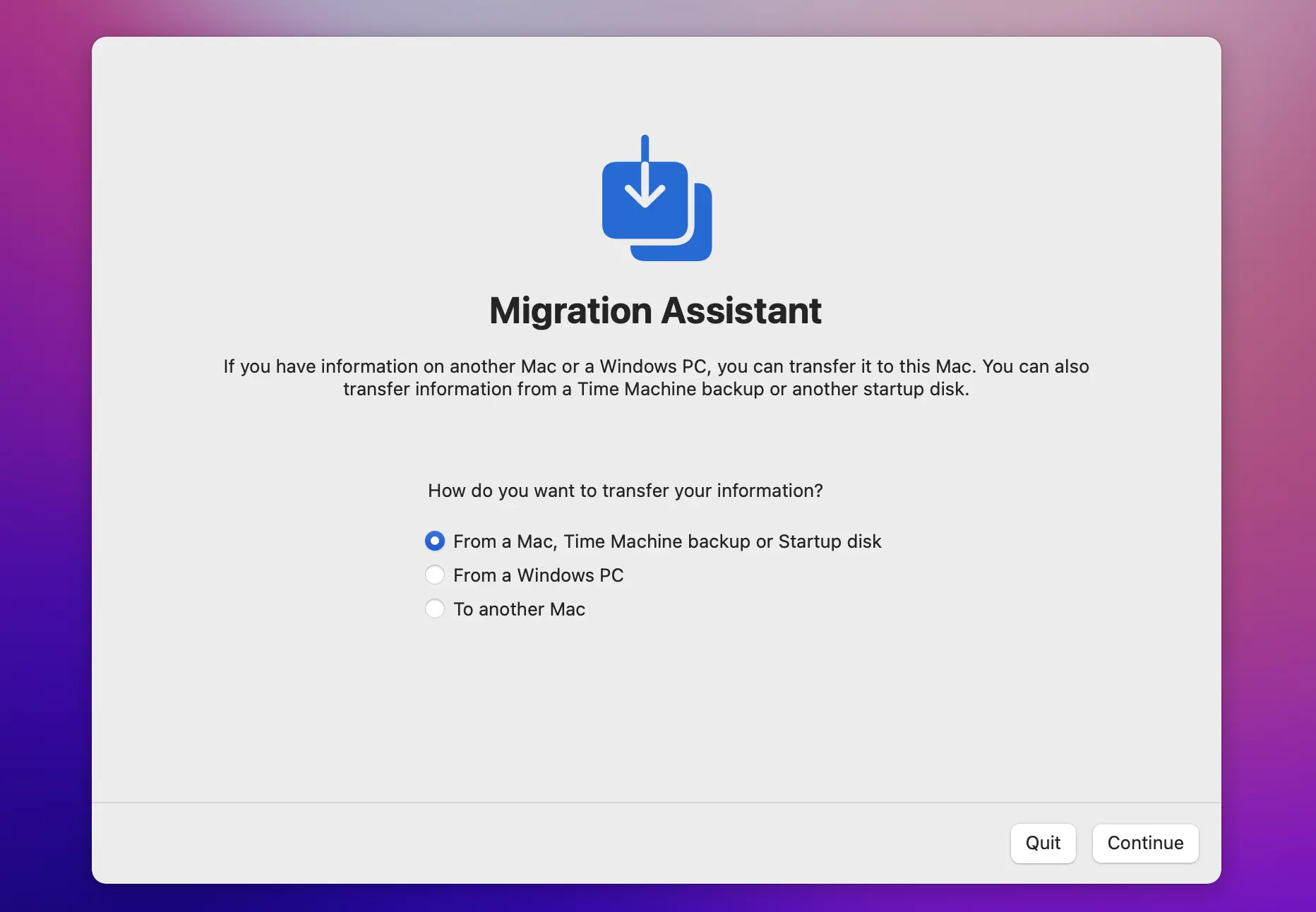 mac time machine migration assistant 2