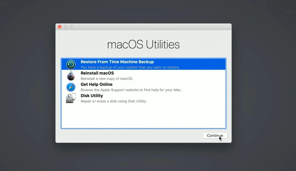 mac time machine recovery mode