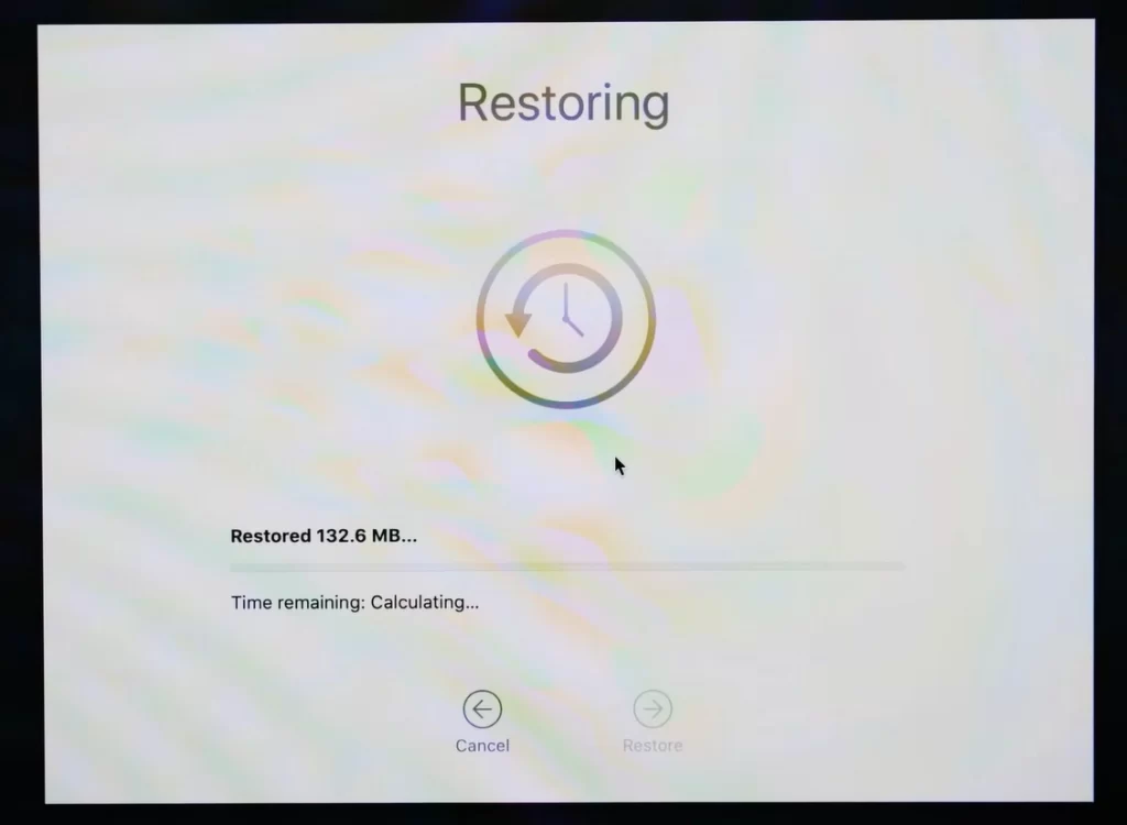 mac time machine restoring