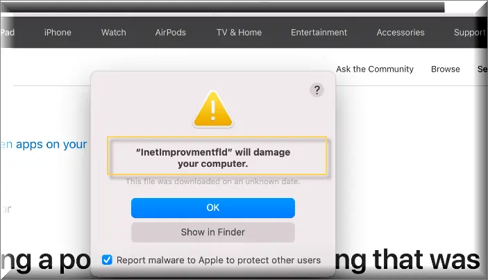 The InetImprovmentfld virus on Mac