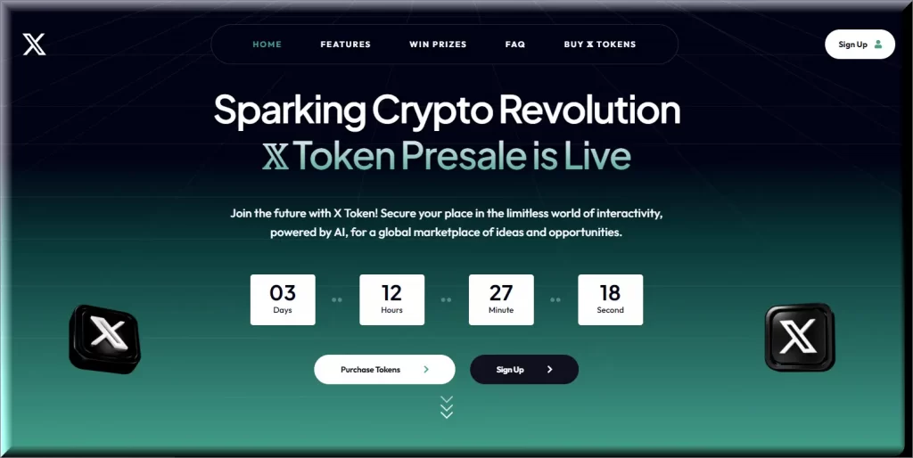 X Token Presale Scam page