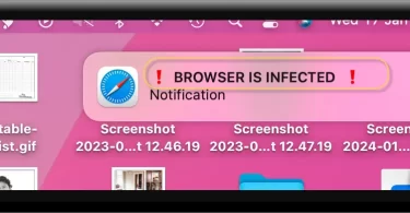 The "Browser is infected" pop-up notification on Mac