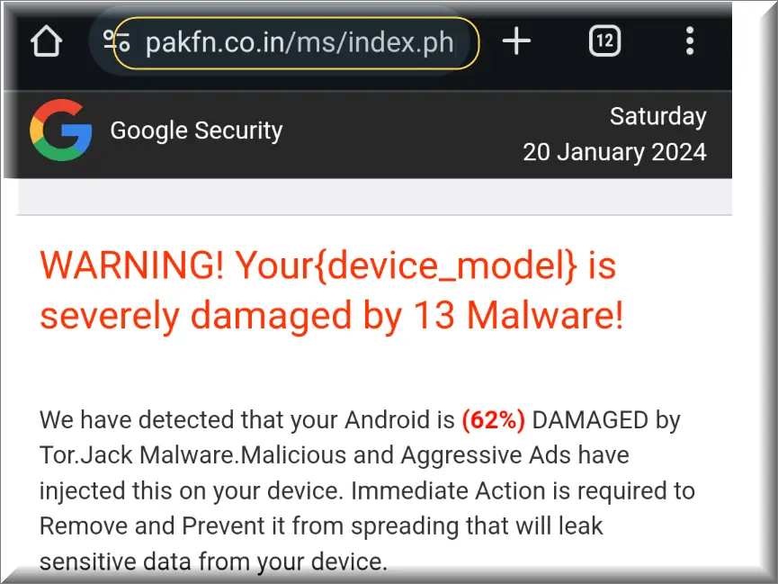 Pakfn.co.in malicious notifications from Chrome