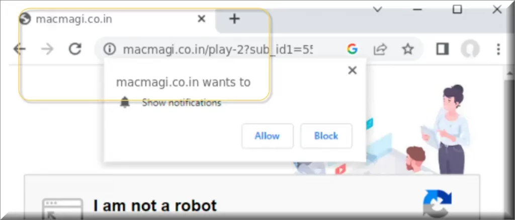 Chrome browser is redirected to Macmagi.co.in