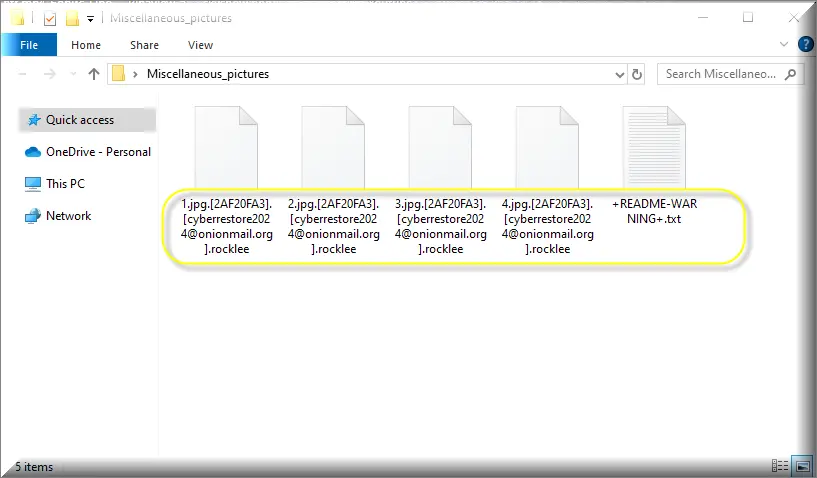 Files encrypted by Rocklee virus ransomware (.Rocklee extension)