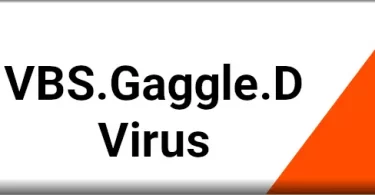 Graphic representation of VBS.Gaggle.D virus, depicting malicious code and infected email icons
