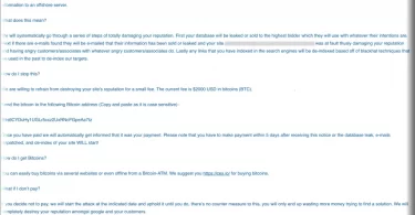 Screenshot of 'We Have Hacked Your Website and Extracted Your Databases' email scam, showing the ransom demand and threats.