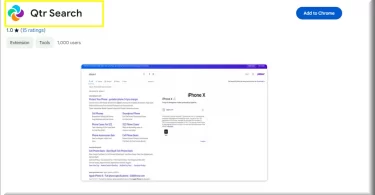 Screenshot of the Qtr Search in Google web store