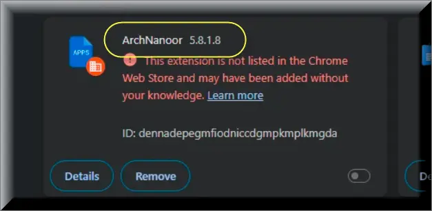 Screenshot of the ArchNanoor extension