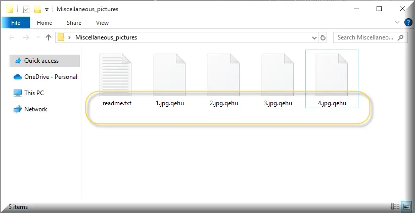 Archivos cifrados por el ransomware del virus Qehu (extensión .qehu)