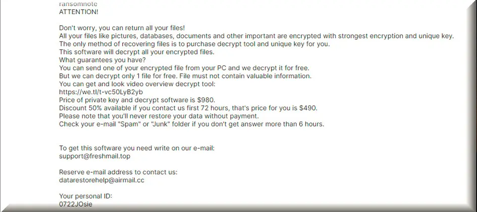 Archivo de texto del ransomware del virus Qehu (_readme.txt)