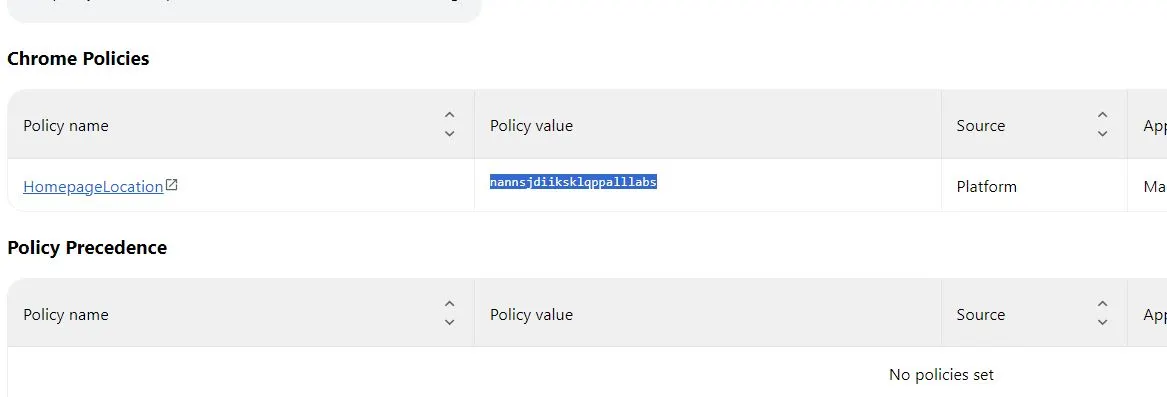 chrome policy value