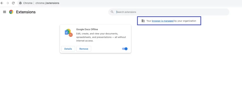 managed by your organization chrome extensions