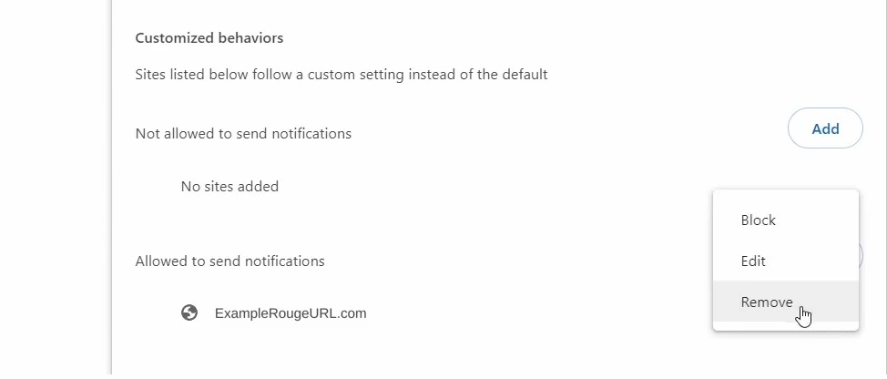 BivaApp chrome delete site permissions