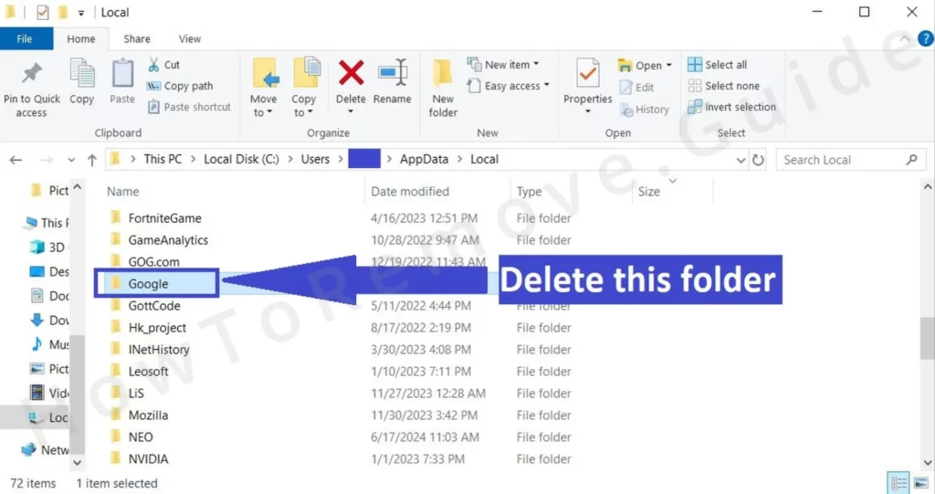 delete chrome folder