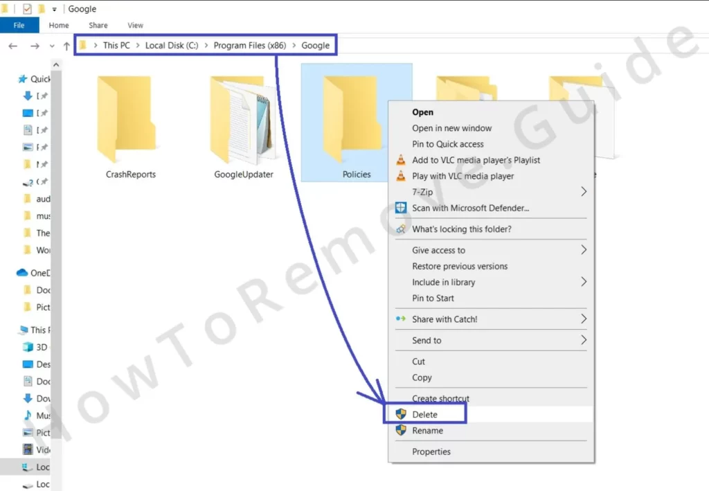delete policies folder google chrome