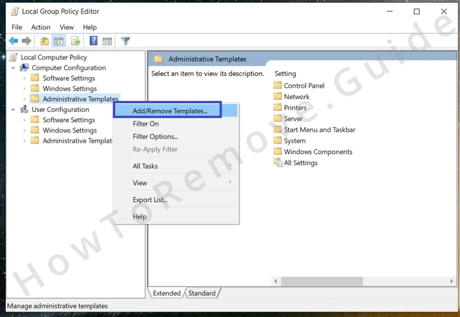 local group policy administrative templates