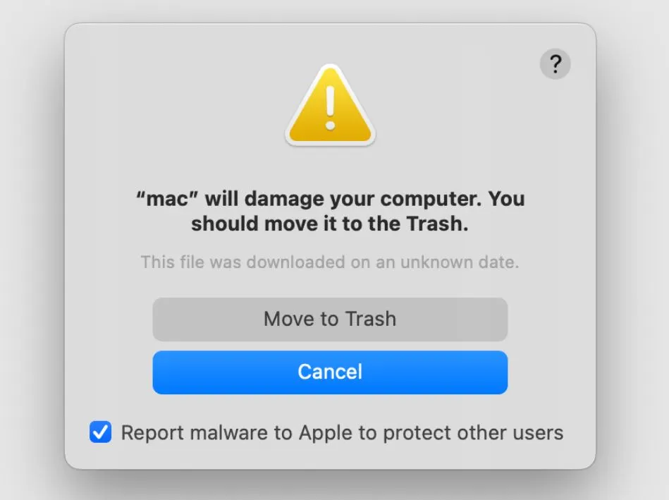 mac will damage your computer popup