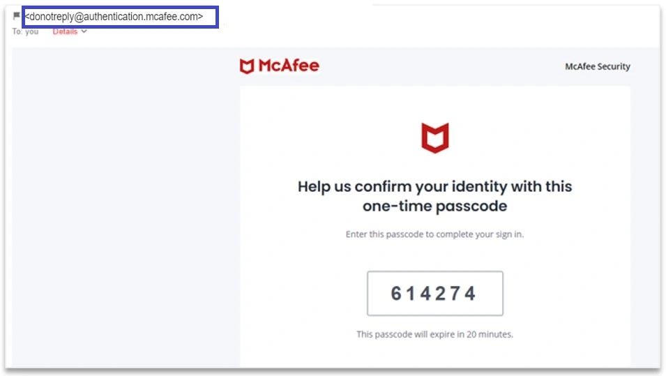 mcafee scam email example