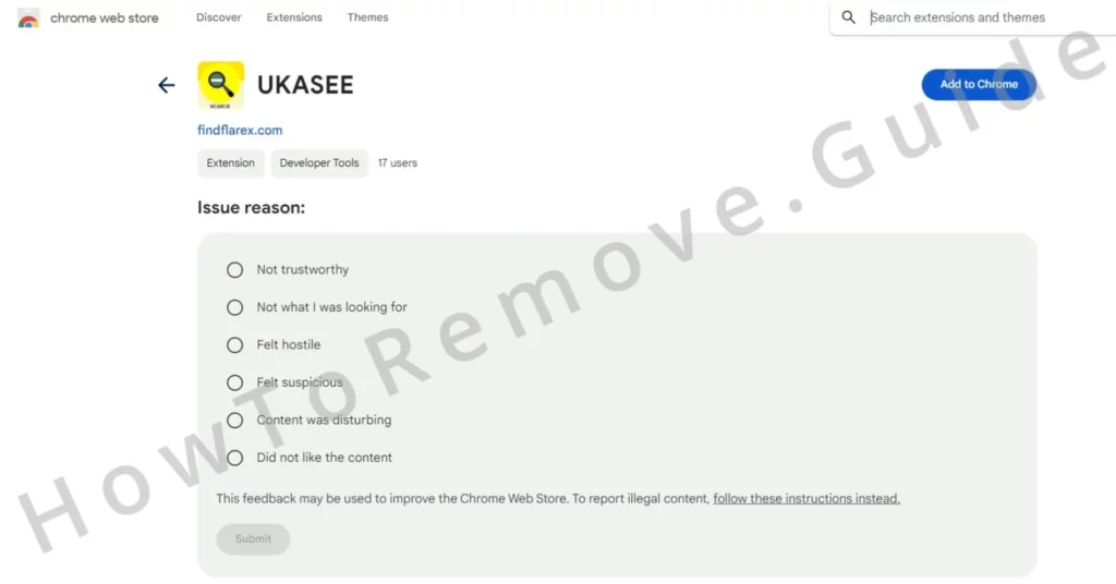 ukasee extension chrome web store report