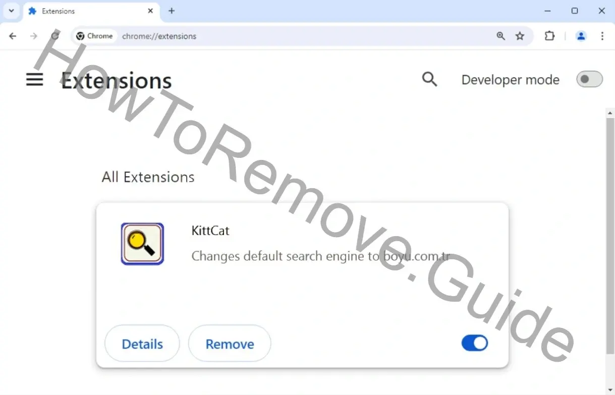 How to remove the Kittcat Chrome extension
