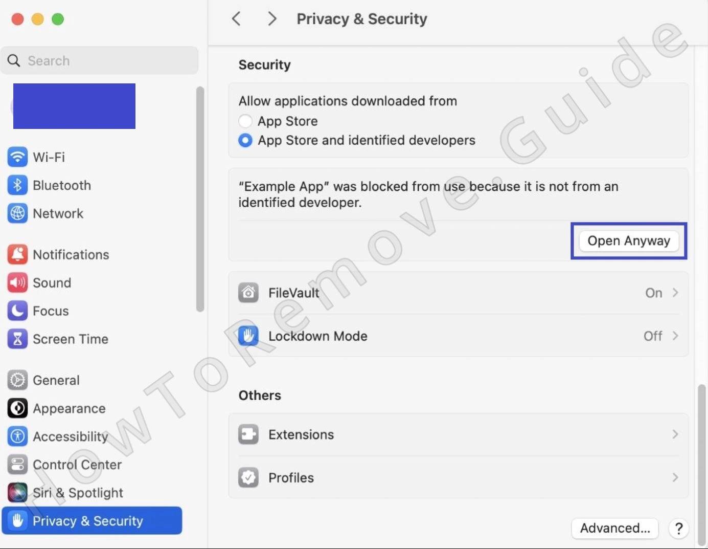 mac privacy and security open anywayy