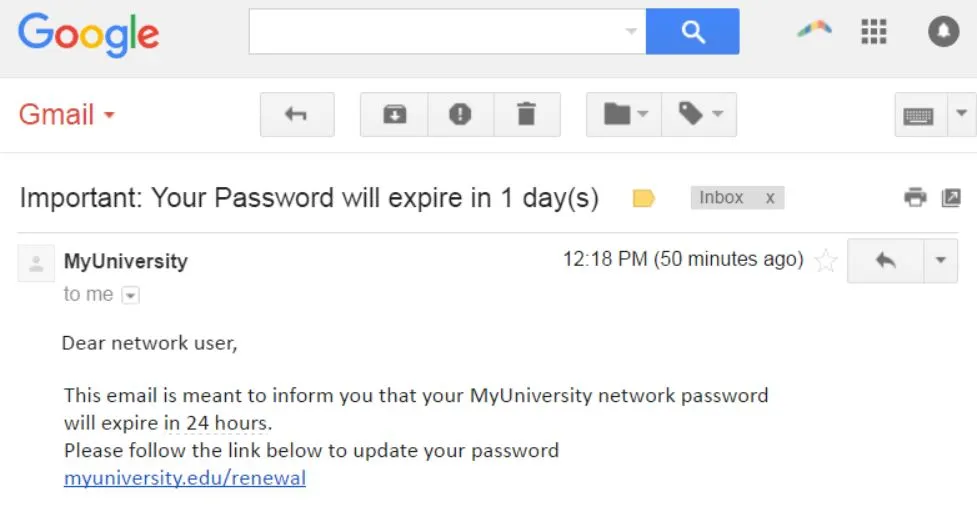 phishing email