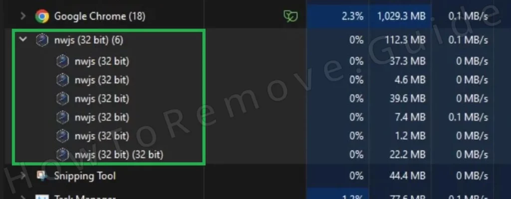 nwjs processes task manager