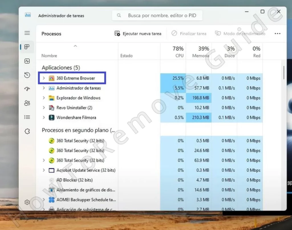 360 extreme browser process