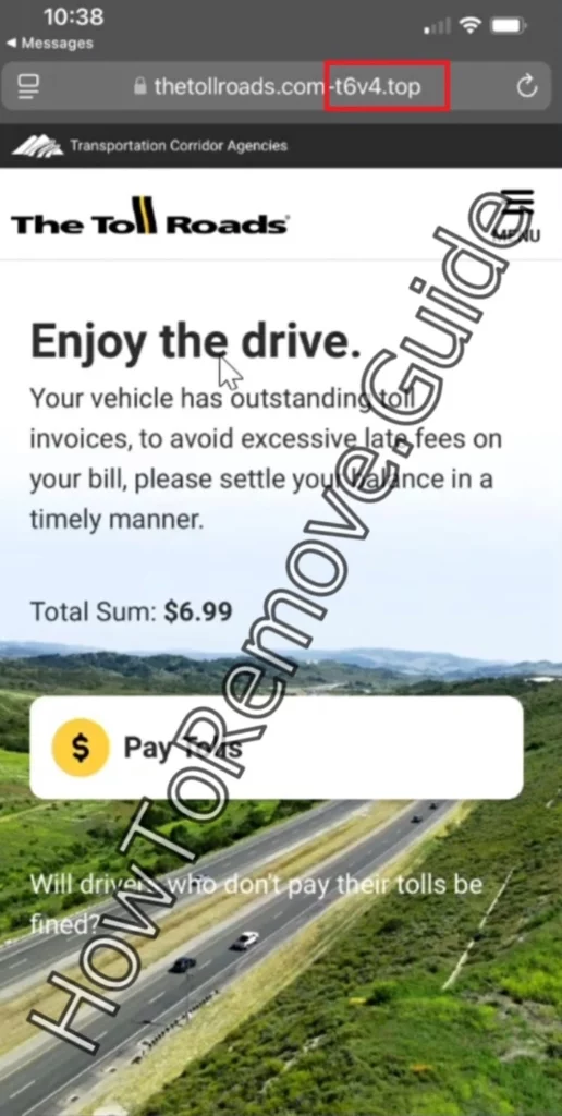 TheTollRoads Scam Site 516x1024