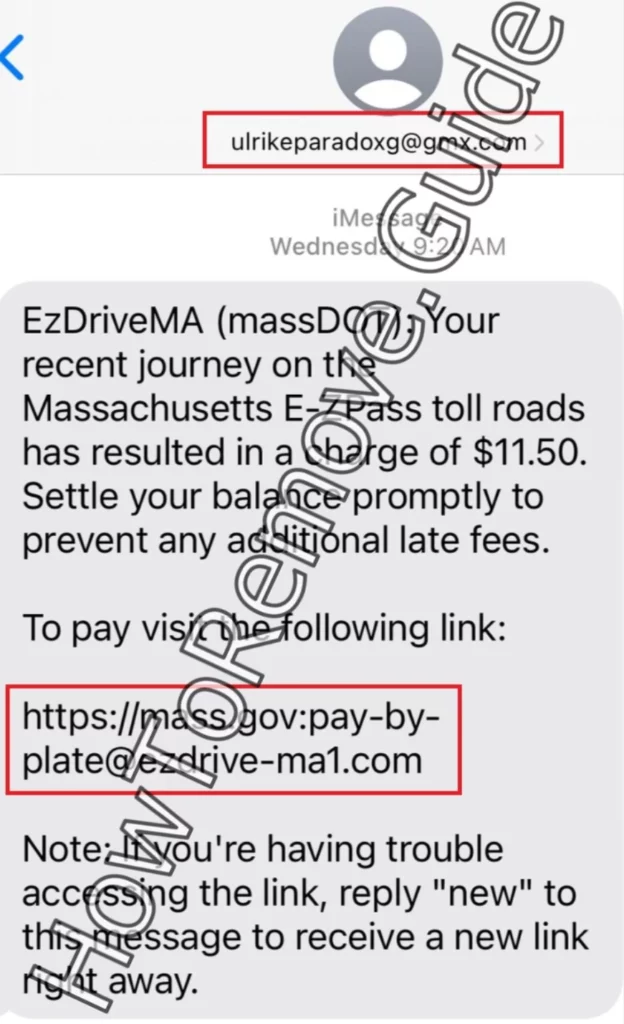 EZDriveMA Text message scam