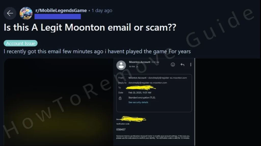 Moonton Account email scam