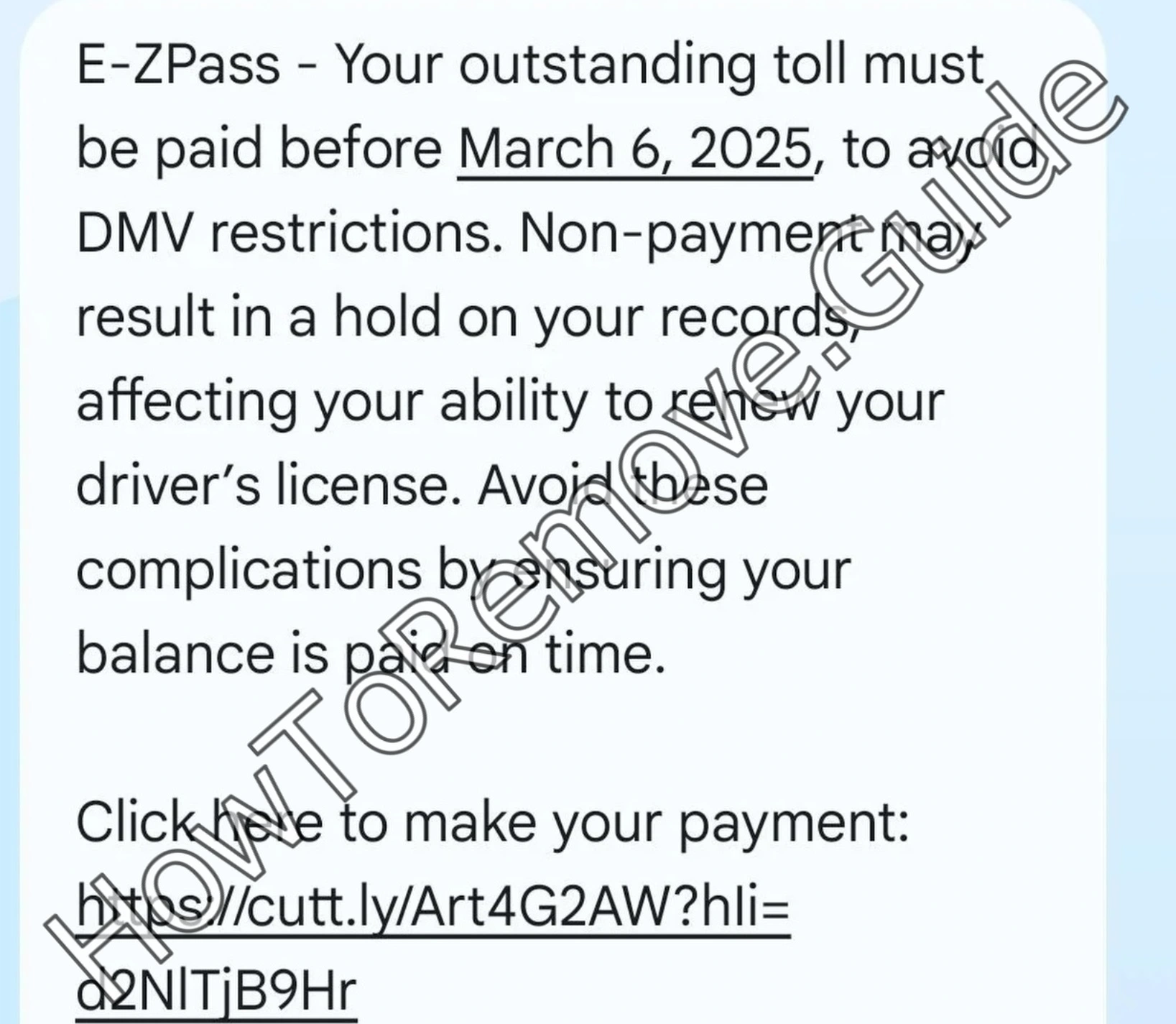 E-ZPass Toll Scam Report