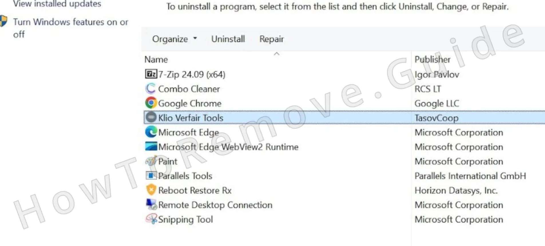 How to Remove Klio Verfair Tools