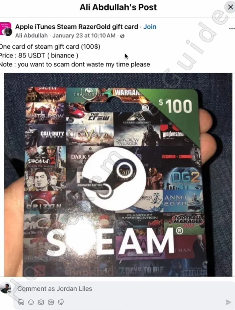 Steam Gift Card Scam