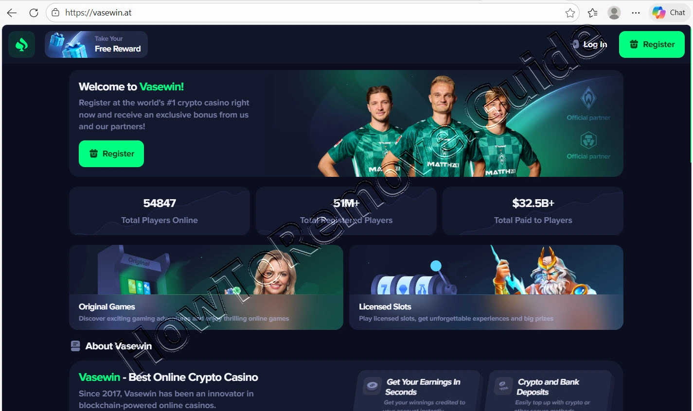 Vasewin.at: Crypto Casino Scam Alert