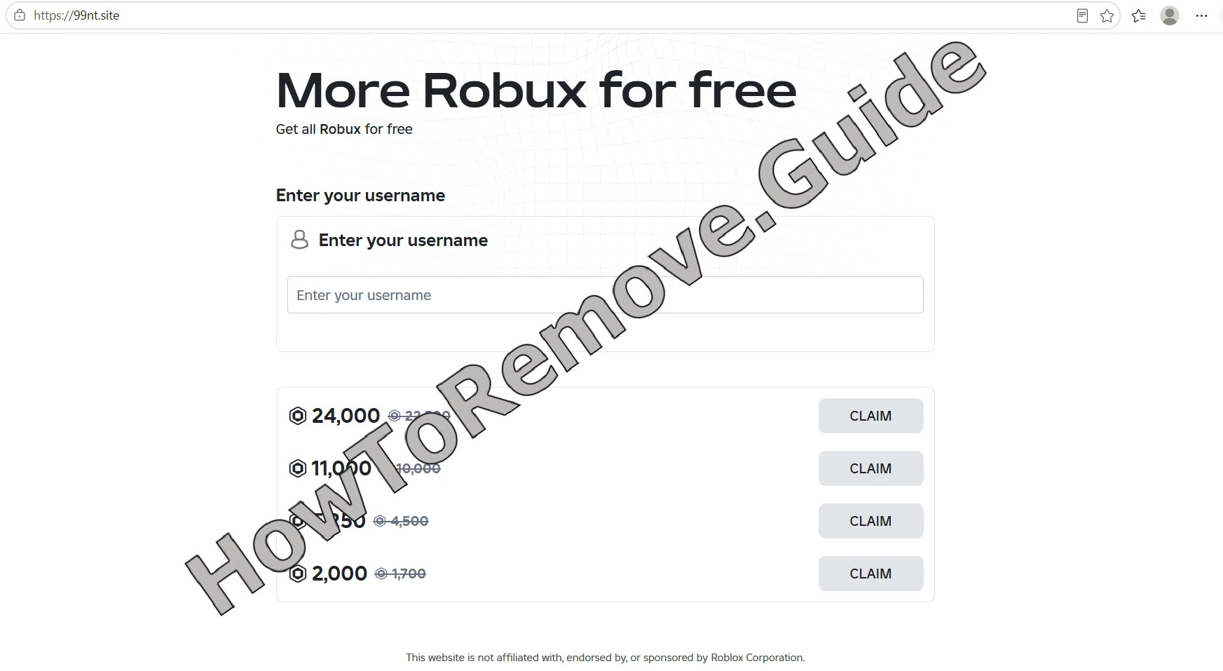 99nt.site Free Robux Scam