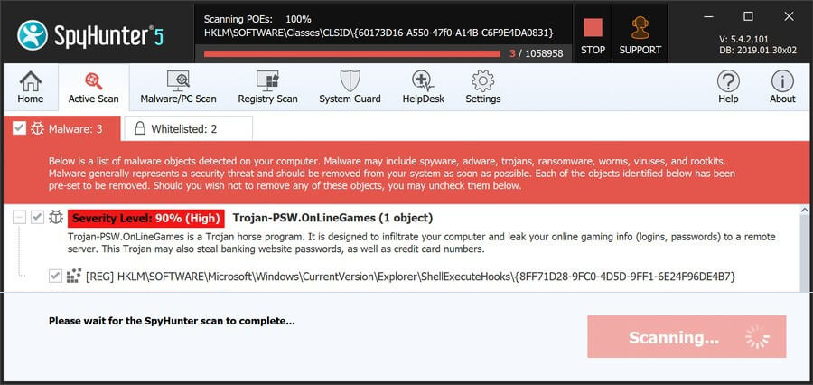 SpyHunter scan preview