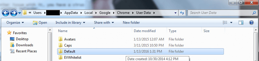 Rename the Folder to Backup Default